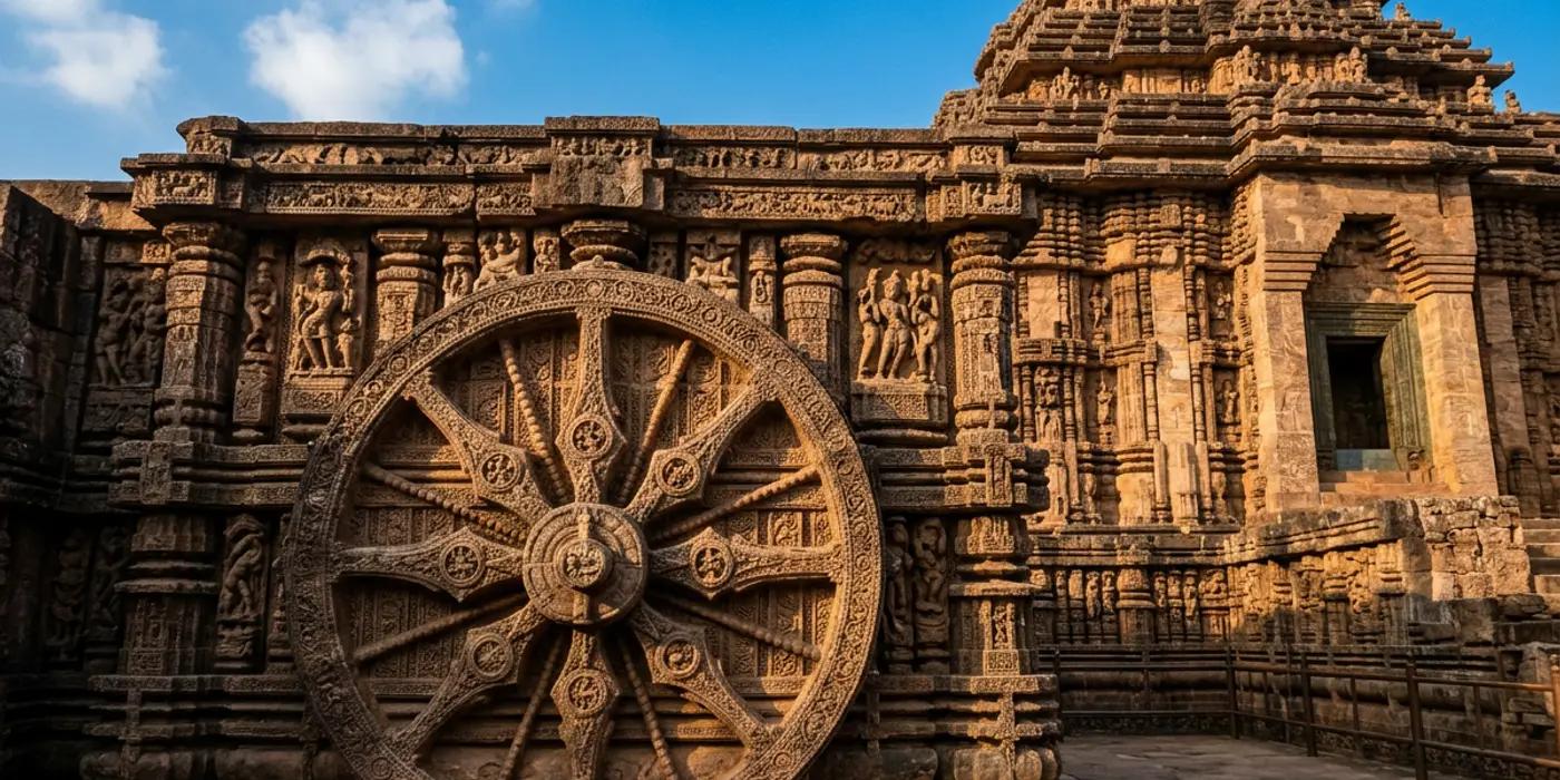 Carved stone wheel of the Konark Sun Temple
