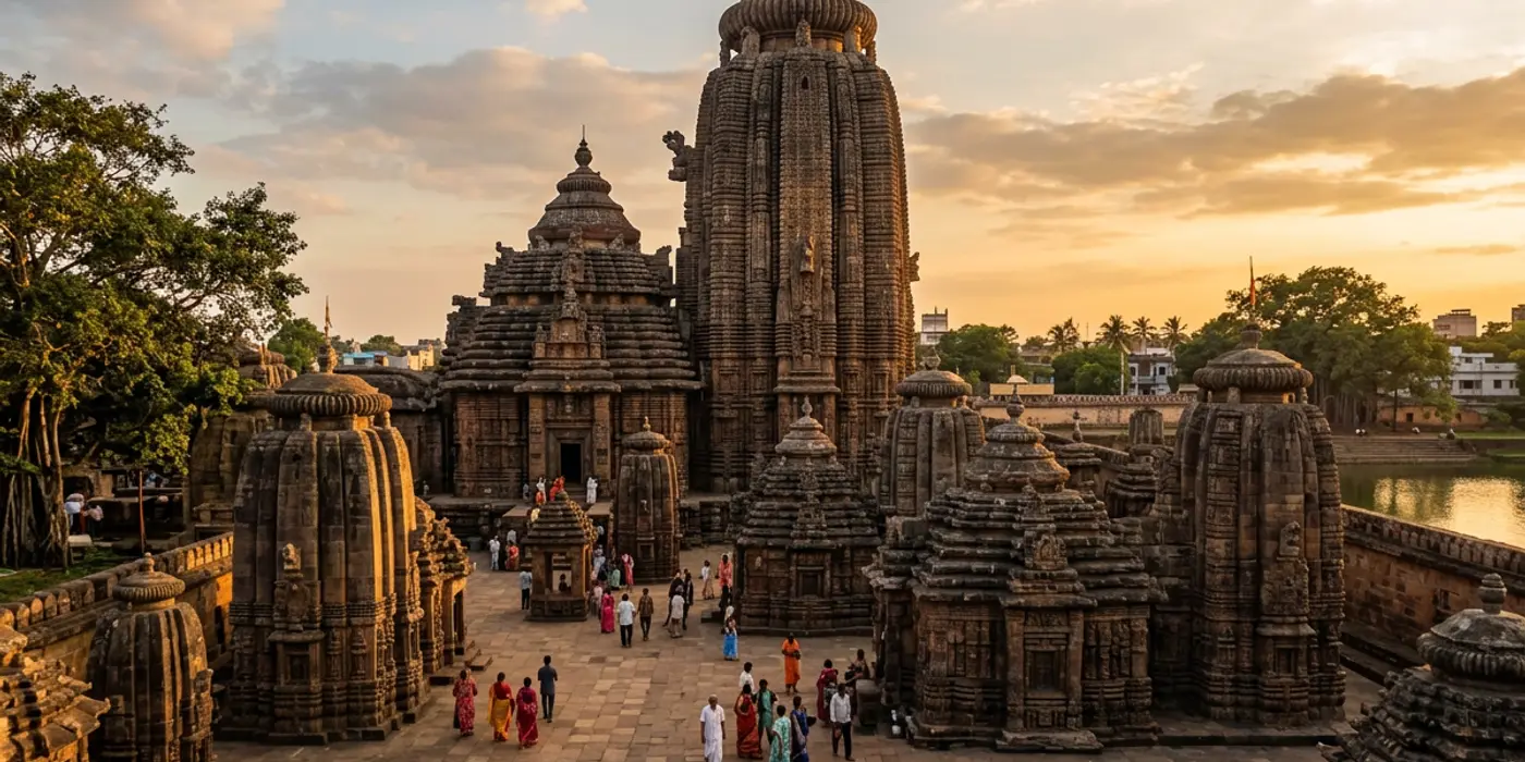 Ancient Kalinga-style temple spires in Bhubaneswar